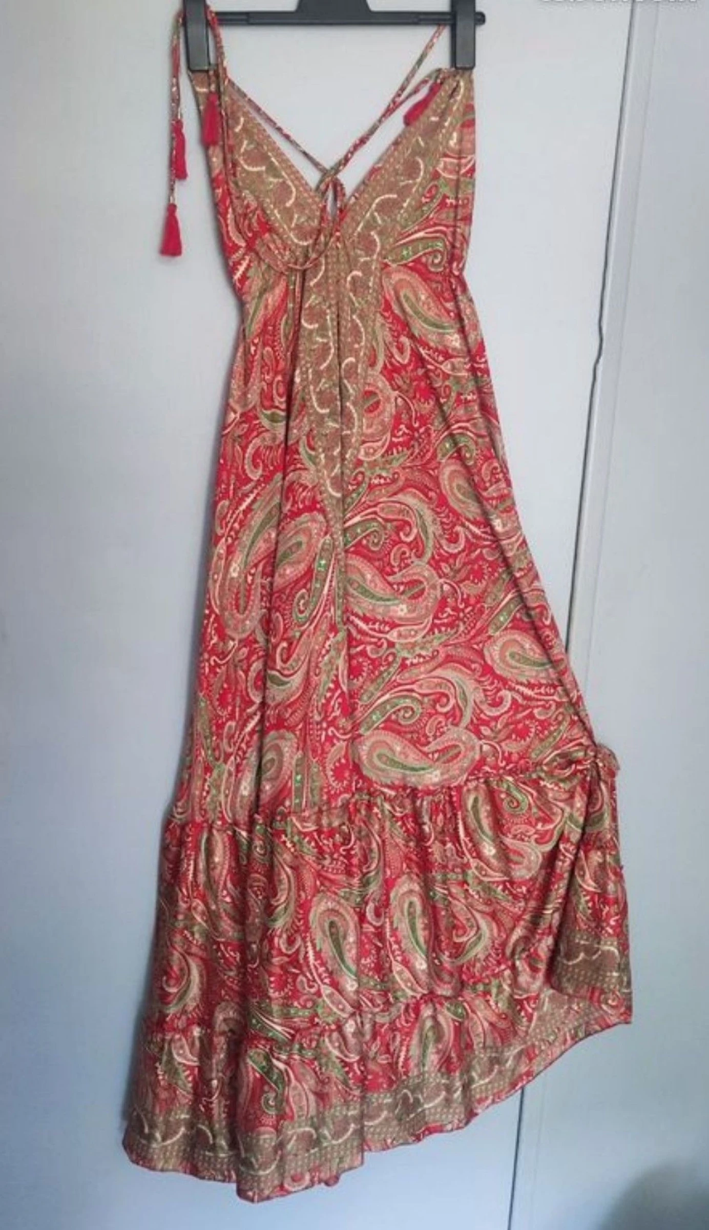 Robe longue Bohème Indienne - Ajustable Dos nu / Rouge